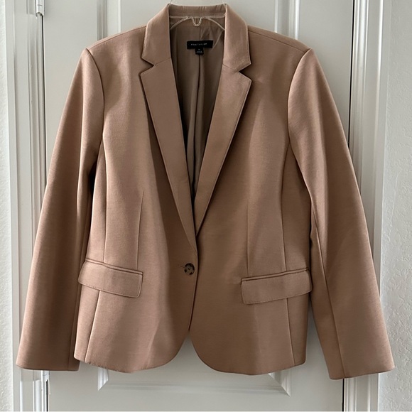 Ann Taylor Jackets & Blazers - Ann Taylor Womens Blazer Jacket Size 14 Beige Polyester